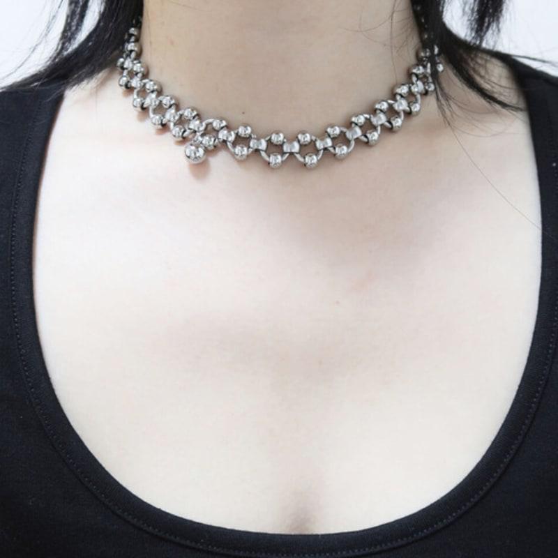 821WEBSERVICE circle bold chain necklace