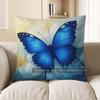 Home Decor Blue Butterfly &amp; Flowers Decorative Pillow Cover Pattern Cushion Cover Suitable For Sofa Bedroom Car Pillow Cover