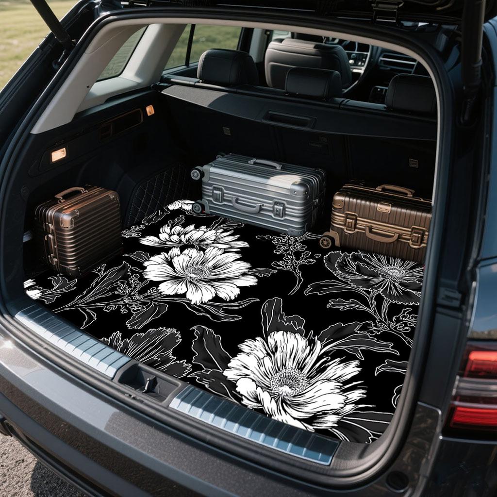 1Pcs Diatom Mud Floral Car Trunk Mat Anti Slip Cargo Liner Waterproof Rear Storage Protector Floor Mat SUV Sedan