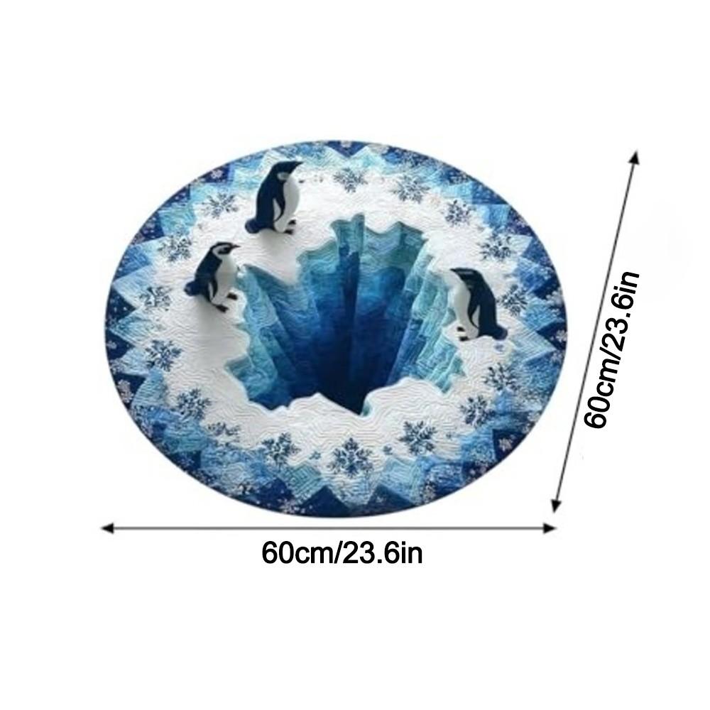 60*60cm Christmas Round Carpet Crystal Velvet Red Christmas Tree Base Mat 3D Special-shaped Anti-Slip Entrance Carpet