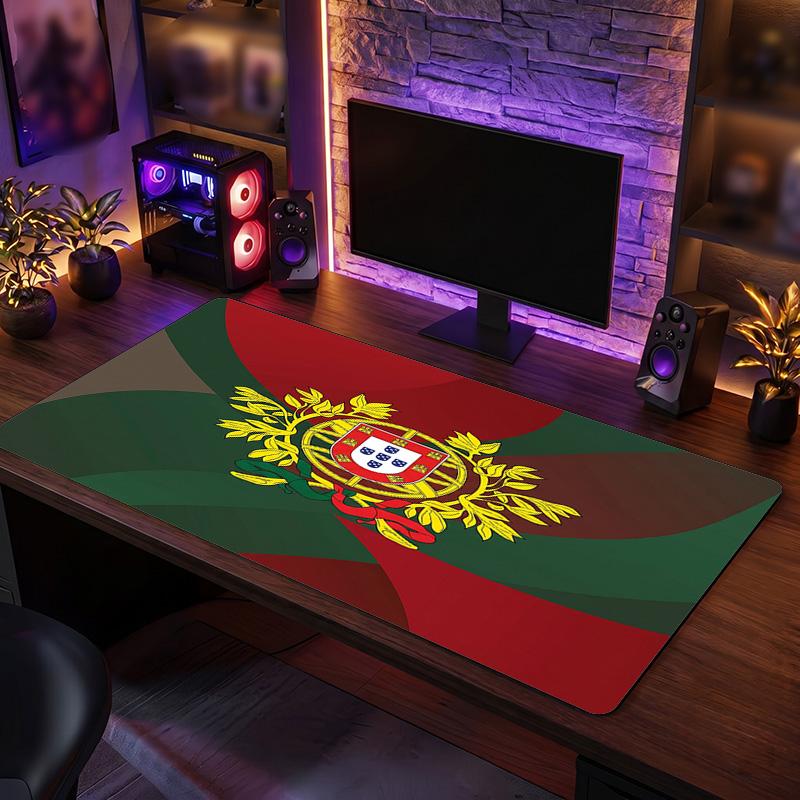 Portugal Football Crest Mouse Pad, Extended Non Slip Rubber Desk Mat for Gaming Office Laptop Fan Gift