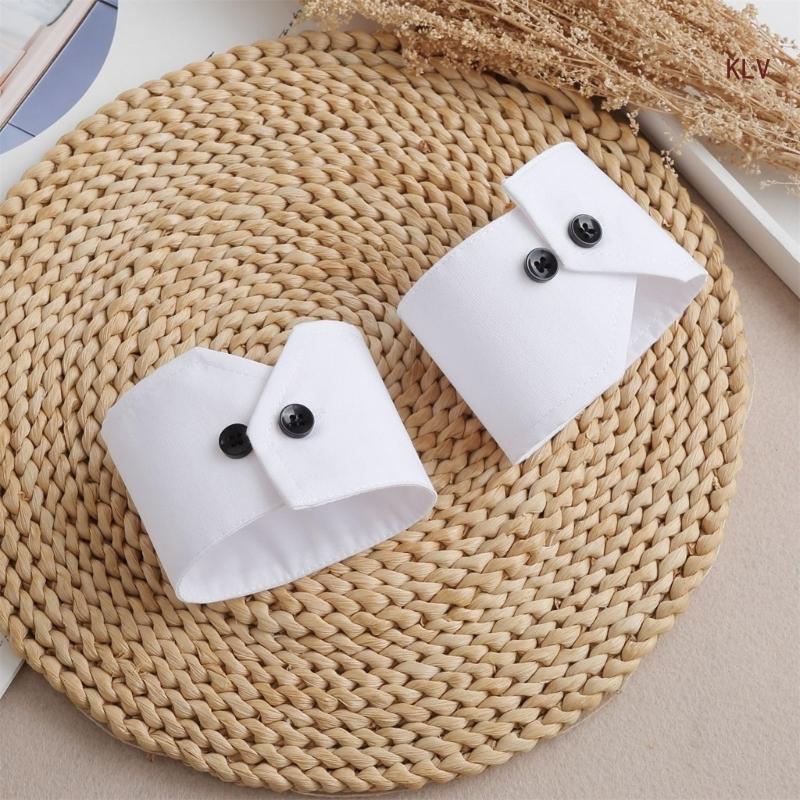 Simple Wrist Cuffs Detachable Wristband Elegant Black Buttons Shirt False Simple Cuffs for Sweater