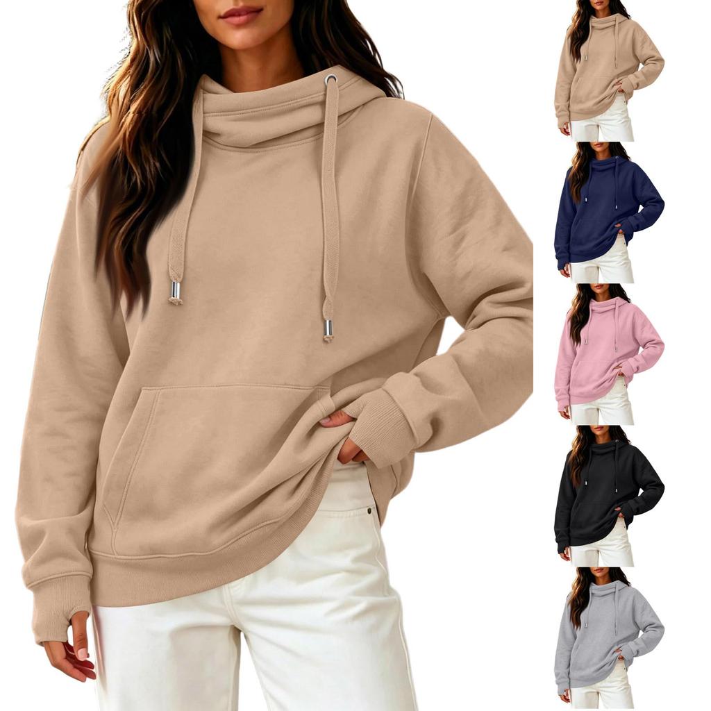 Women's Casual Long Sleeve Hoodie Sweatshirt with Neck, Pullover Top for Everyday Wear