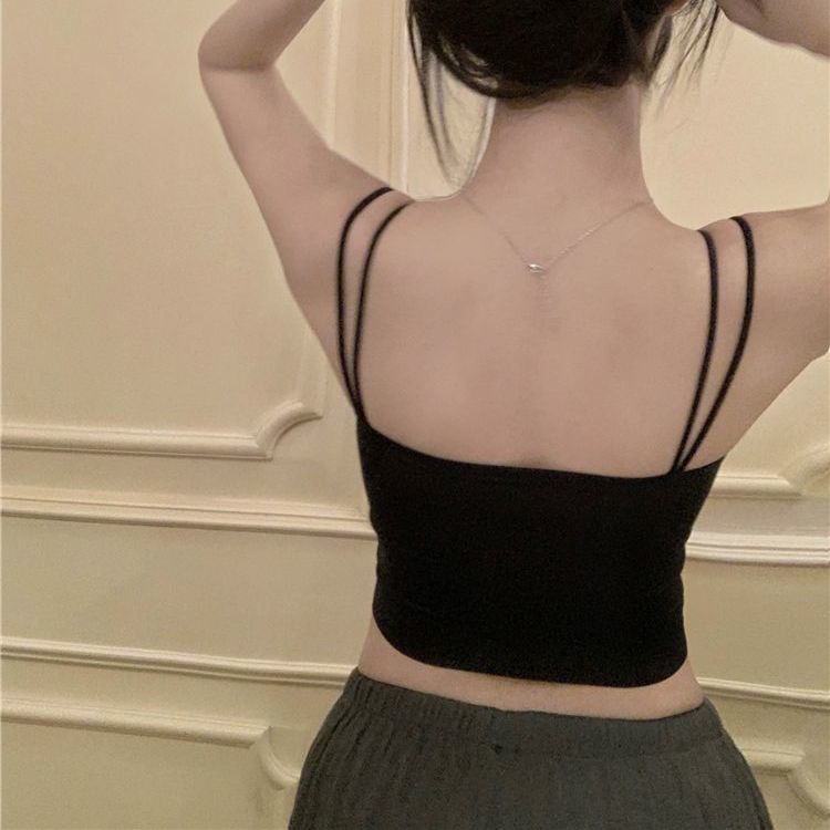 Hot Girl with Chest Cushion Pure Desire Cross Suspender Vest Women's Summer Sexy Beautiful Back Worn Externally Worn Internally Short Underwear