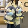 Cartoon Penguin Plush Backpack For Girls With Soft Faux Fur And Zip Closure