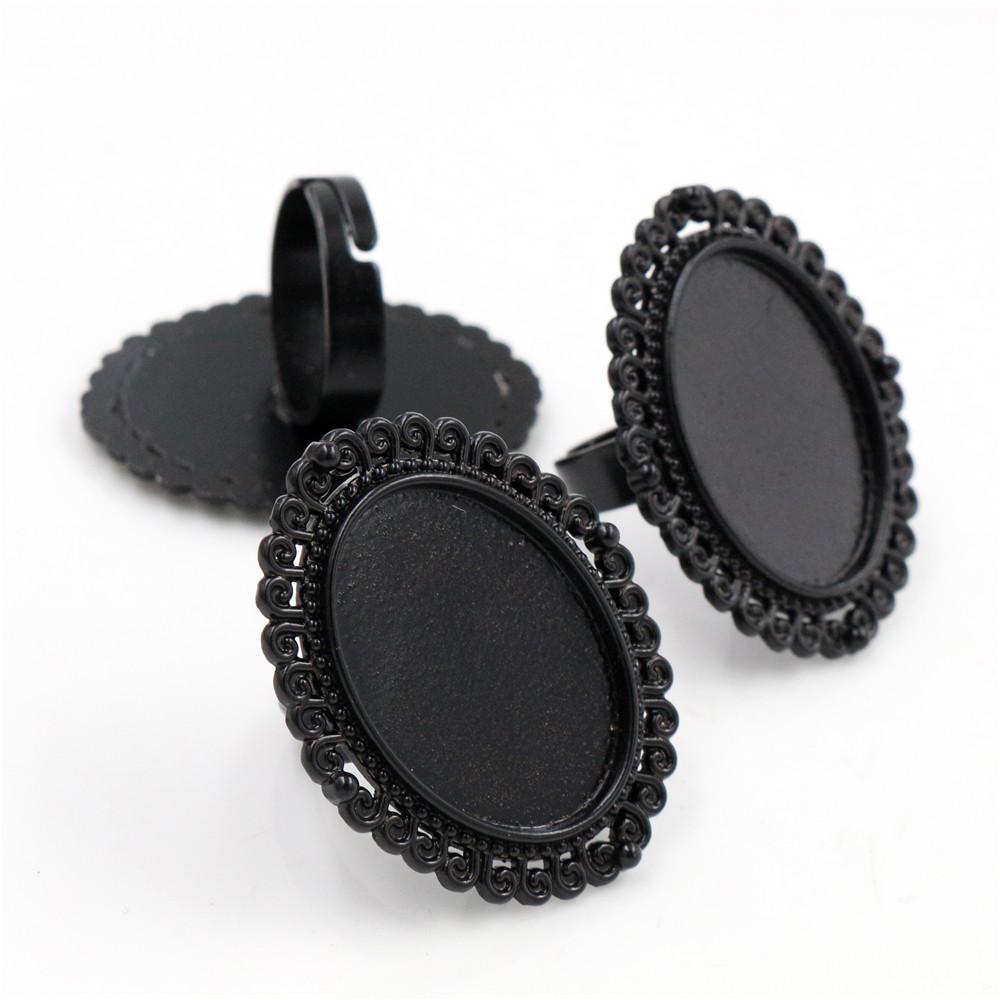 18x25mm 5pcs Antique Silver Plated/ Bronze/Black Brass Oval Adjustable Ring Settings Blank/Base,Fit 18x25mm Glass Cabochons