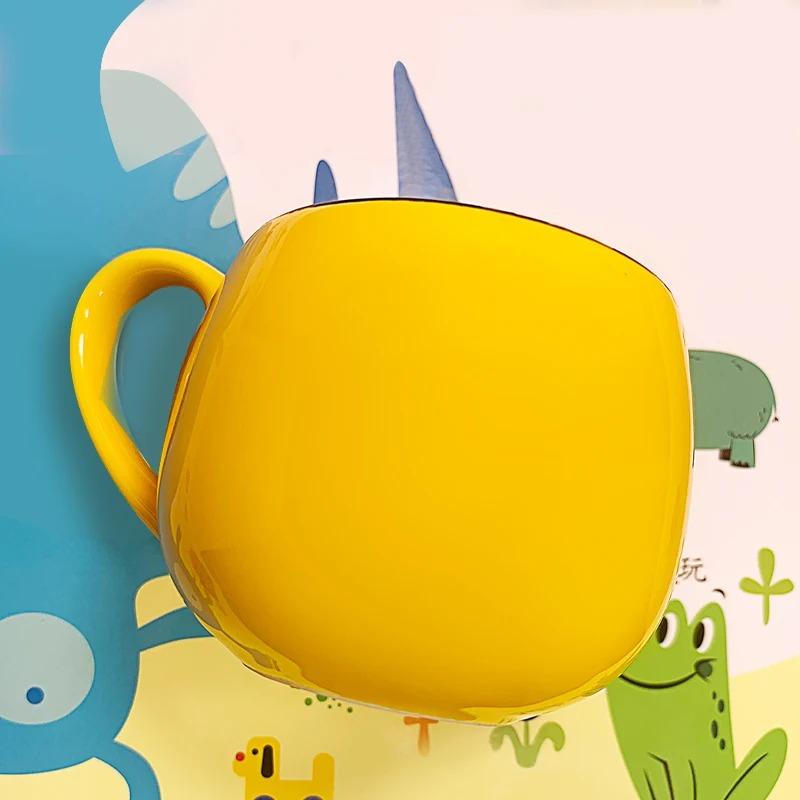 Drum Solid Color Cup Female Ceramic Mug with Lid Ins High Value Cute Office Coffee Cup Man