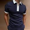 Men's Short Sleeve Tops Patchwork Color Collar Trendy Loose Polo Shirts