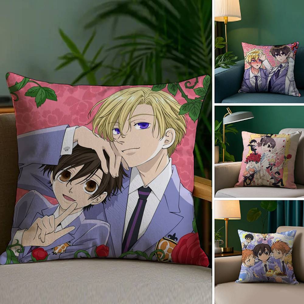 O-Ouran High School Pillow Case Plush Fabric Soft Double Sided Print Sofa Cushion Cover Throw Pillow Covers