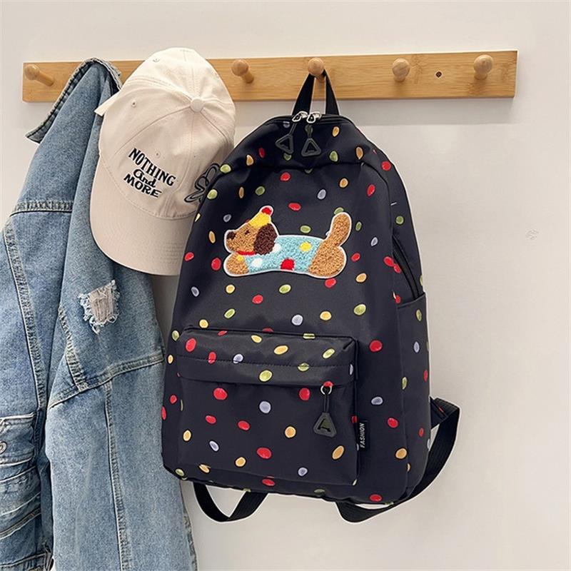 Cute Dachshund Polka Dot Backpack Large-Capacity Casual Student Schoolbag Delicate Personality Trendy Travel Bag Gifts