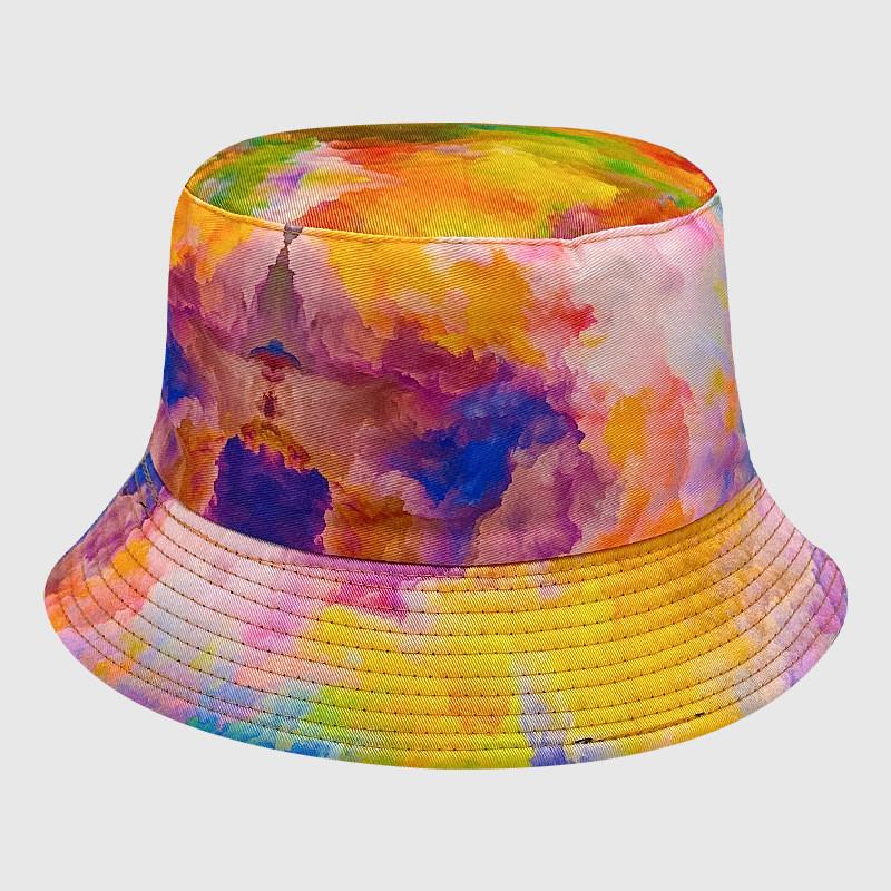 Neutral Summer Tie Dye Printed Fisherman Hat Outdoor Breathable Hat Sunshade