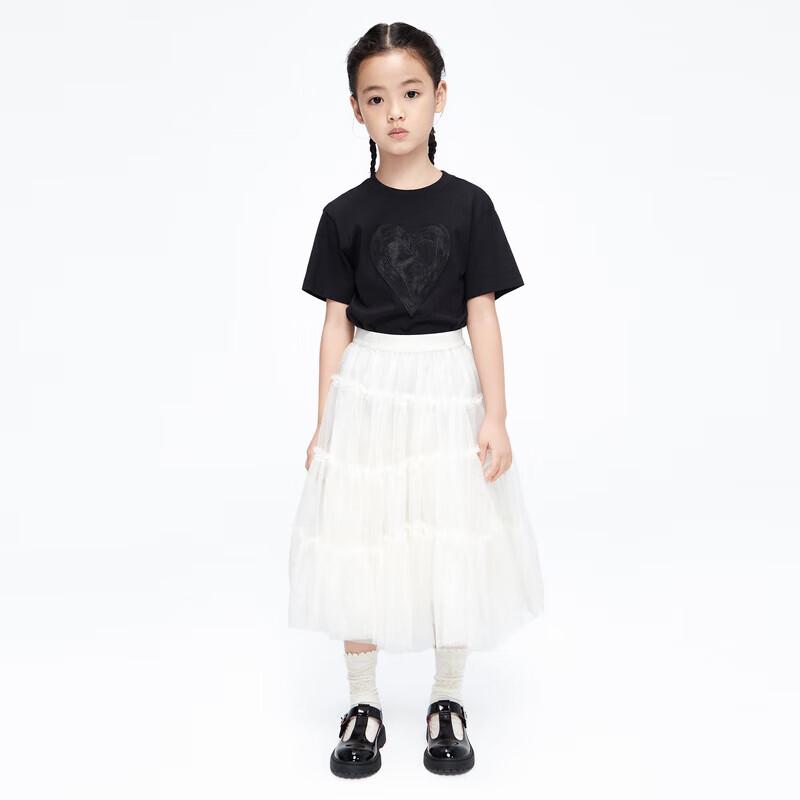 Little MO&Co. Kids' Girls' Pure Cotton Love Heart Short Sleeve T-Shirt