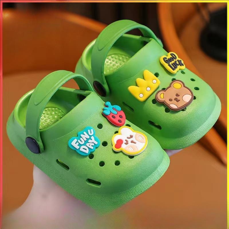 Boy and Girl Cartoon-style Cute Slip-on Shoes with Non-slip Soles and Flip-flops