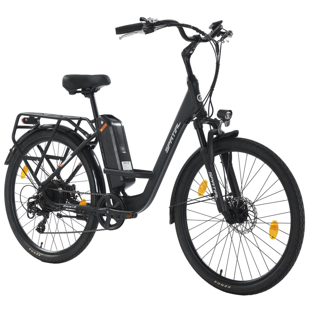 Spatial Elite Women’ Electric Bike With TowSeat 250W Motor 36V13AH Battery 26 Inch Road Tires Multi Terrain Electric Bike Outdoor Riding E-Bike