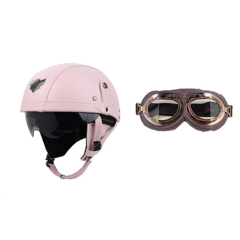 Vintage Personality Helmet Lens Standard Motorcycle Half Helmet Scooter Cruise Leather Helmet Prince Helmet