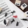 Cute Black Cat Stationery Stylish Wooden Rubber Stamp Made In Japan Stamps, Set, Gift, (#23)