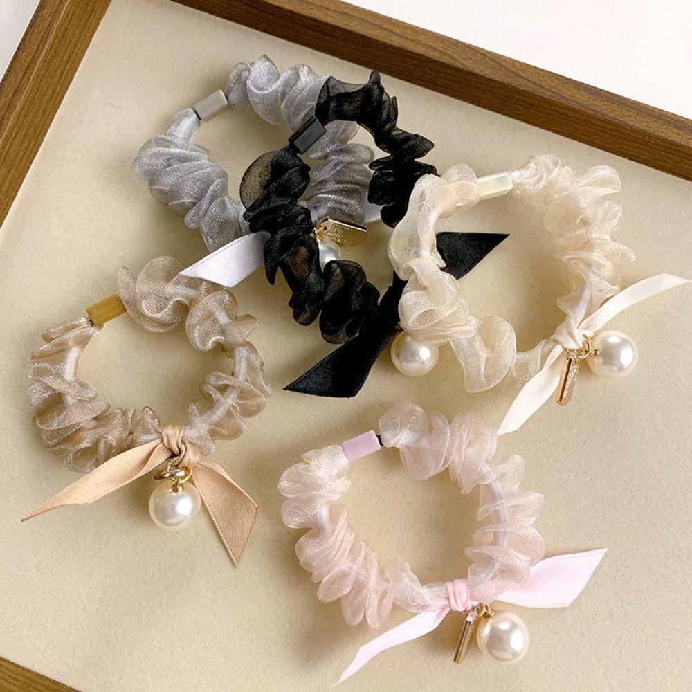 High Elasticity Bow Hair Rings Sweet Bow Design Lace Hair Accessories Hair Ties For Women