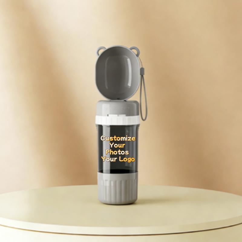 Custom 2 in 1 Portable Dog Water Bottle Pet Water Container with Food Storage Pet Travel Drinking Bowl for Dogs Pet Supplies