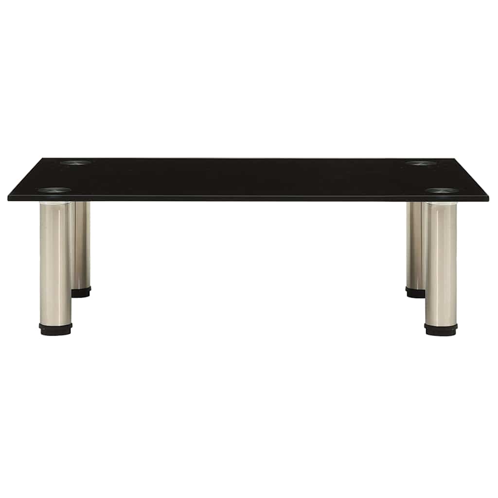 TV Stand 60 X 35 X 17 Cm Black Tempered Glass
