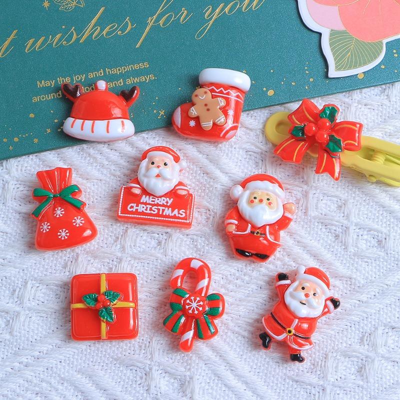 

Santa Claus Cartoon DIY Cream Gel Phone Case Headpiece Hair Clip Accessory Material 5pcs разноцветный