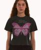 MATCHGLOBE Butterfly Crop Top (Dark Grey)