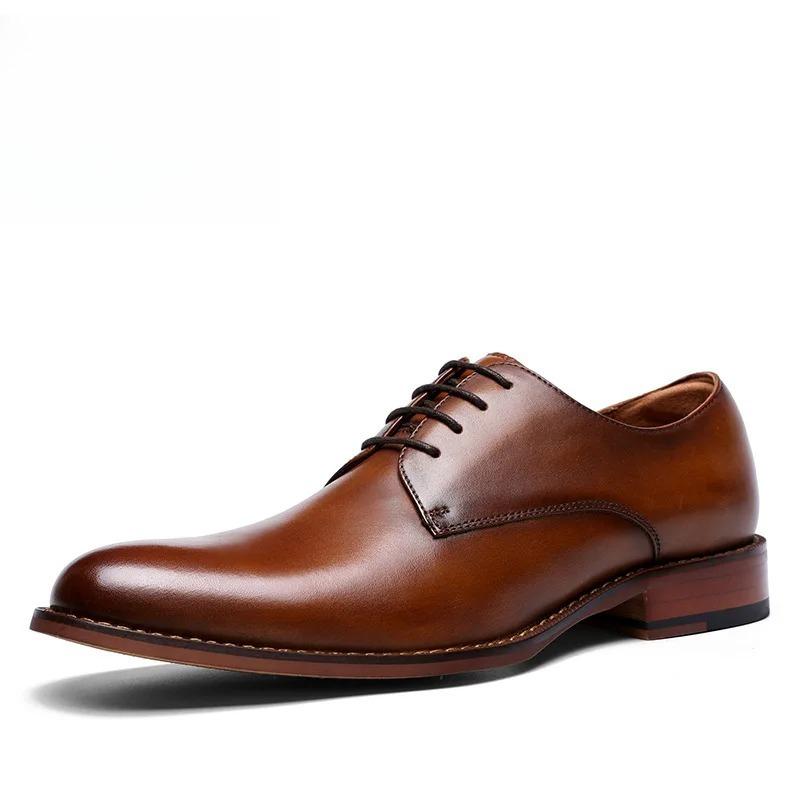 

LUXSOLE Genuine Leather Derby Shoes Men Business Dress Shoes for Nan Brand Footwear Men s Casual Shoes Classic Gifts 43