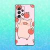 Cute Cartoon Piggy Phone Case For Samsung S25,S24,S23,S22,S21,S20,S10,Ultra,Plus,Lite,FE,Soft Silicone Black Cover