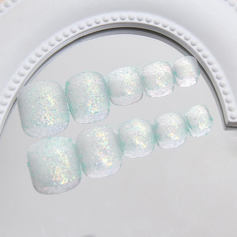 Summer Silver Glitter Flash Toenail Tips: Wearable, Removable European & American Manicure Nail Patches