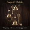 Crescent Moon Star Wall Art Witch Bell Wind Chime with Keys, Vintage Outside Hanging Chime, Small Metal Pendant Handmade Decorative for Patio,