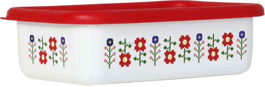 Fuji Enamel Mysa Shallow Square Container M Red MY-M.R