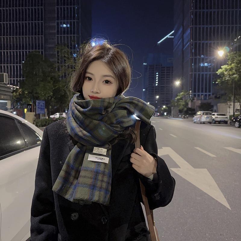 Autumn and winter atmosphere imitation cashmere scarf women's warm retro student long shawl cold scarf men