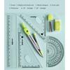 7-Piece Multi-Functional Drawing Tool Set with Colorful Cases for Students and Artists