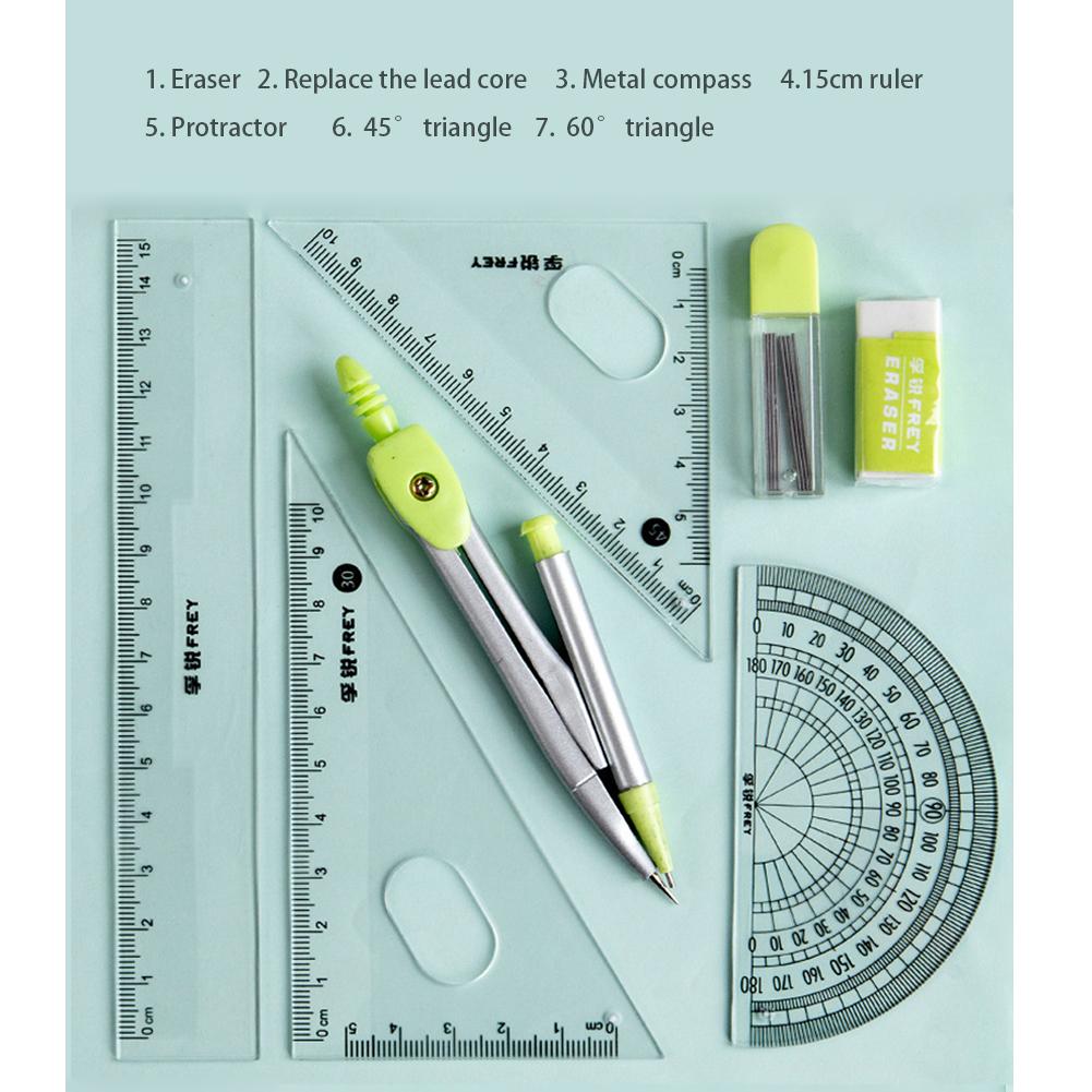7-Piece Multi-Functional Drawing Tool Set with Colorful Cases for Students and Artists