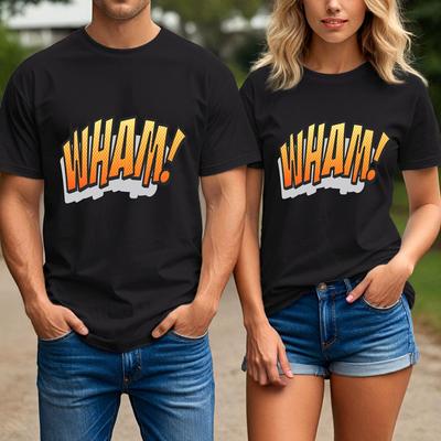 Retro Comic T-Shirt Unisex WHAM Pop Art Stil Aktions-Soundeffekt Geschenk Top T-Shirt
