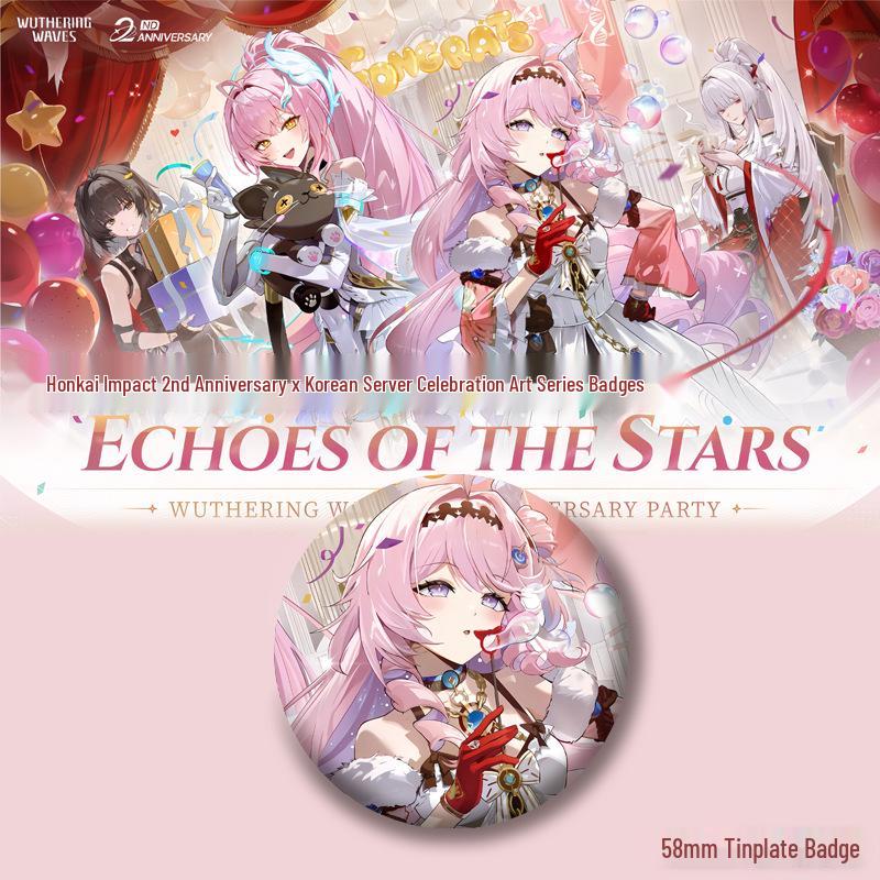 Honkai Impact 2nd Anniversary Korean Server Fan Art Badge Pin and Keychain Gift Set
