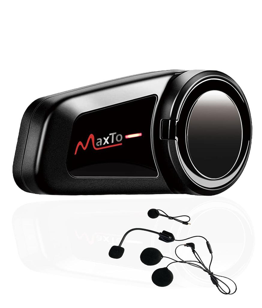 Maxto M2 Motorcycle Intercom Helmet Bluetooth Pairs with All Continuous Simultaneous Radio Headphones, Brands, Auto-Answer, 12-Hour Operation,
