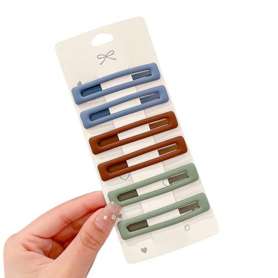 

6Pcs Girl Hairpin Matte Color Rectangular Hair Clips Stable Non-Slip BB Clip Face Slimming Versatile Hair Styling C