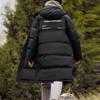 Li Ning CF Adventure Series Solid Color Long Hooded Down Jacket Men Outerwear Black AYMT395-1