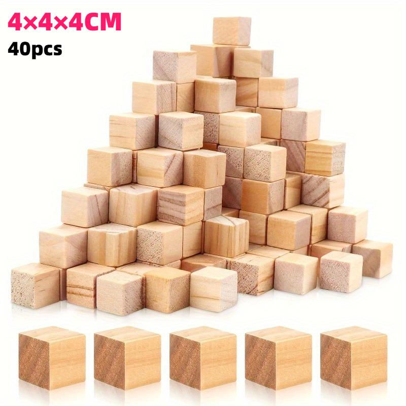20-400pcs Natural Wooden Blocks Small Wood Cubes Smooth-sided Crafting Blocks Supplie for Craft and Puzzle Making DIY Home Decor