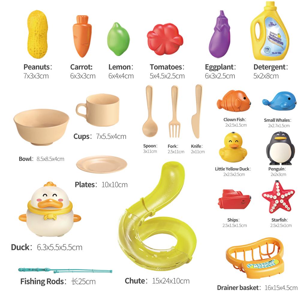 Lavello giocattolo multifunzione per bambini piccoli 2 in 1, giocattoli da cucina, lavastoviglie elettrica con acqua corrente, finta