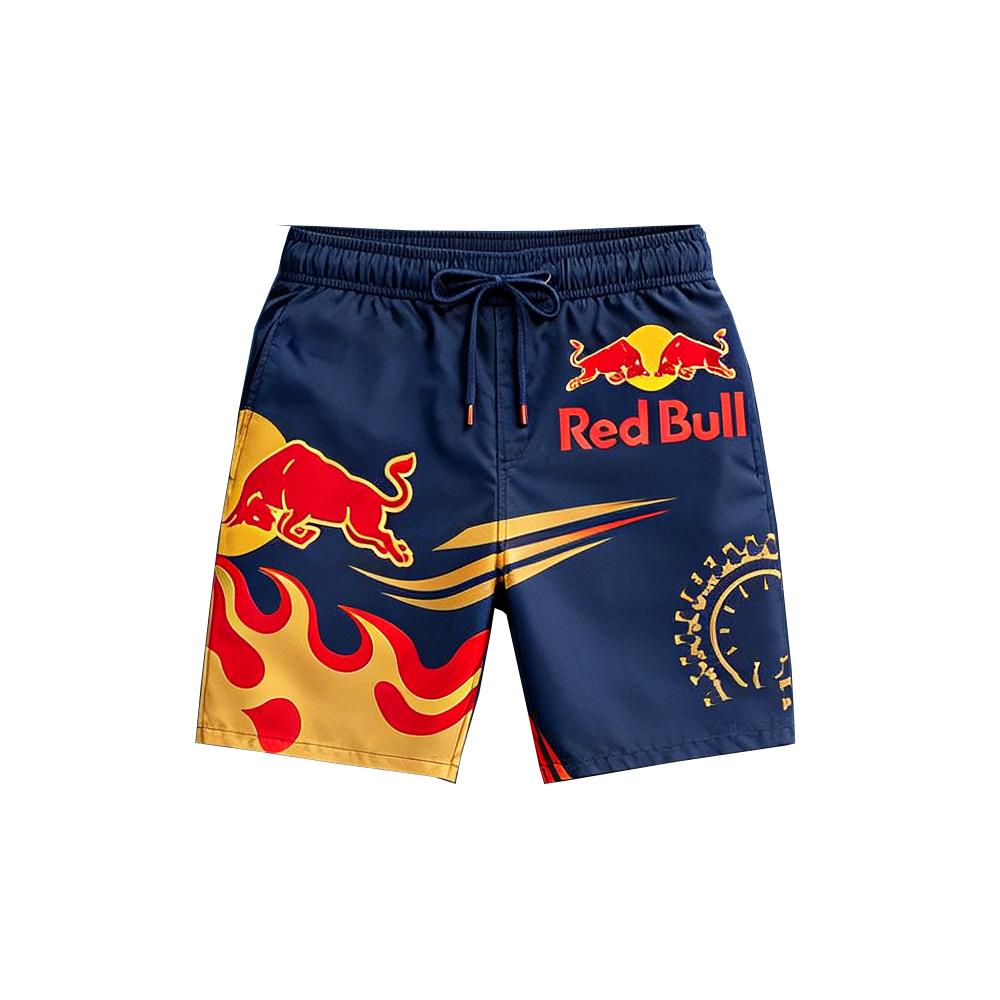 F1 Red Bull Motorsport Swim Shorts Men Summer Quick Dry Beach Board Shorts Casual Sports Racing Style Drawstring Swim Trunks