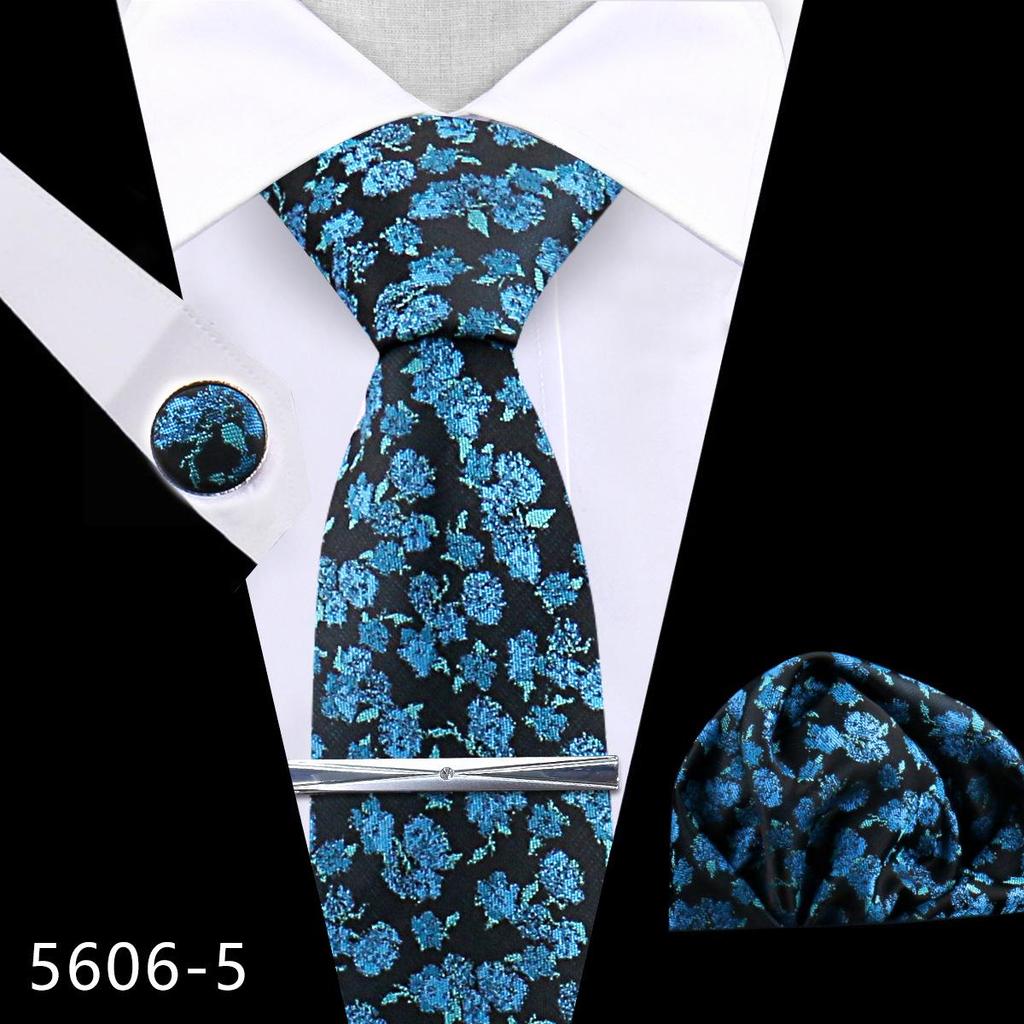 Men's Premium Polyester Tie, Pocket Square & Cufflink Set for Formal Events