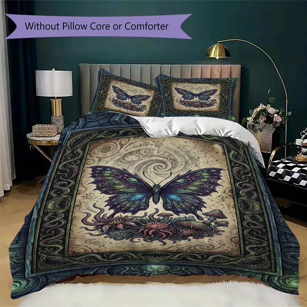 Butterfly Decoration Pattern Bedding Uilt Set Uilt Cover Pillowcase Home Decoration Birthday Gift (1 * Duvet Cover + 2 * Pillowcase Without Core)40