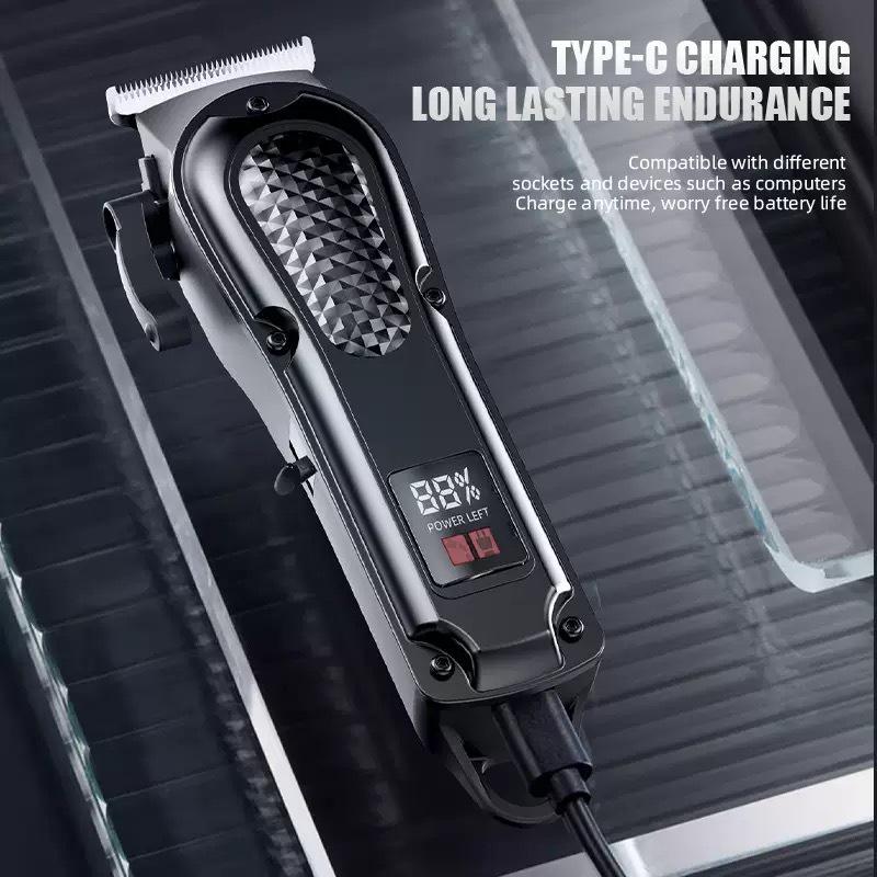 Digital Display Hair Clipper Set: Electric Parent-Child Haircut Kit with Oil Head Carving and Scissors