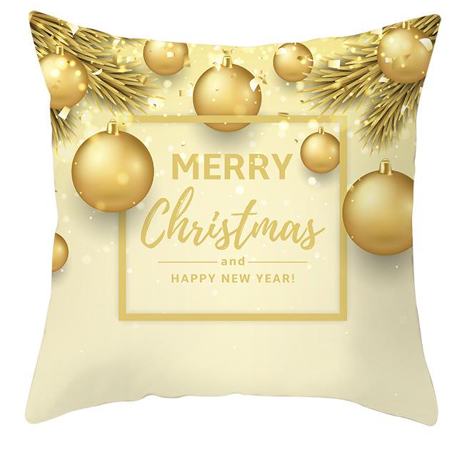 New Christmas Golden Snowflake Peach Leather Velvet Pillowcase Home Sofa Pillow Cushion Cover