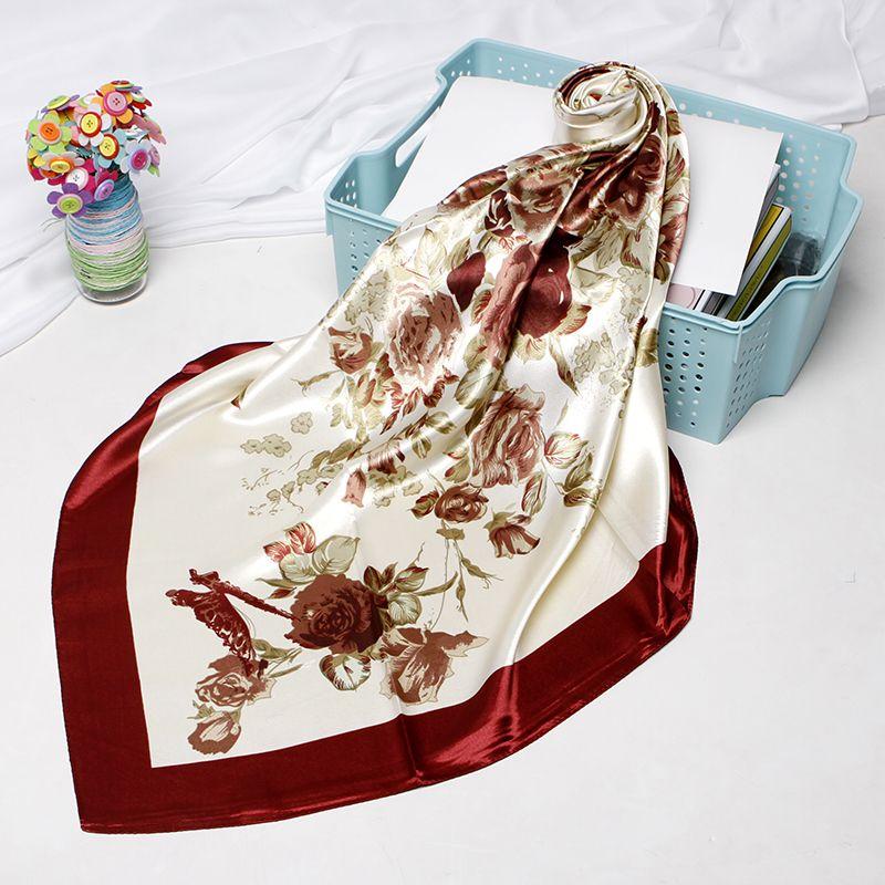 Sommerschal, 90 cm, großer quadratischer Schal, Seidenschal für Damen, vielseitiges Kopftuch, Sonnenschutzschal