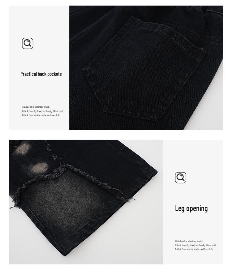 Mädchen Jeans mit Batikmuster und Schmetterlingsapplikation mit weitem Bein - Herbst 2025 Kollektion