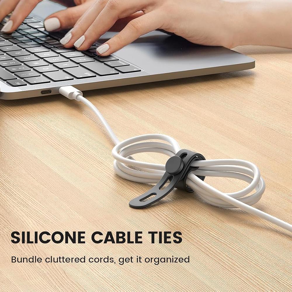 Fascette per Cavi in Silicone Morbido Cinghie Regolabili Elastiche per Cavi Organizer per Fascio di Cavi Wrap Riutilizzabile per la Gestione dei Fili con Fibbia a Blocco