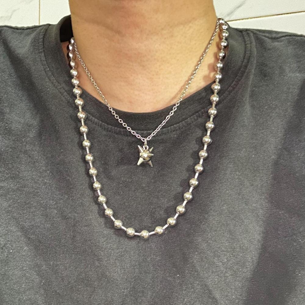 

Grunge Y2K Statement Oversized 10mm Ball Chain Choker Necklace Silver Plated Handmade Gothic Unisex Men Women Chunky Jewelry