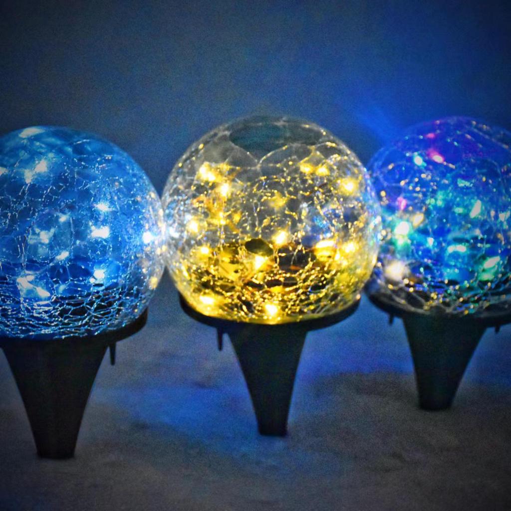 Waterproof Solar Glass Ball Garden Ornament Light for Courtyard